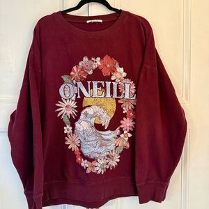 O'Neill Women's Floral Graphic Plum Crewneck Sweatshirt